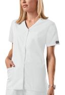 Cherokee 4770 Snap Front V-Neck Top - Olive, M