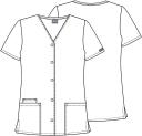 Cherokee 4770 Snap Front V-Neck Top - Pewter, L