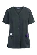 Cherokee 4770 Snap Front V-Neck Top - Pewter, L