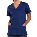 Cherokee 4770 Snap Front V-Neck Top - Pewter, S
