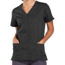 Cherokee 4770 Snap Front V-Neck Top - Pewter, S