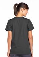 Cherokee 4770 Snap Front V-Neck Top - Pewter, S