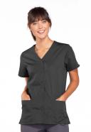 Cherokee 4770 Snap Front V-Neck Top - Pewter, XL