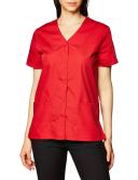 Cherokee 4770 Snap Front V-Neck Top - Red, S