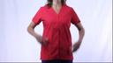 Cherokee 4770 Snap Front V-Neck Top - Red, XL