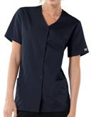 Cherokee 4770 Snap Front V-Neck Top - Red, XL