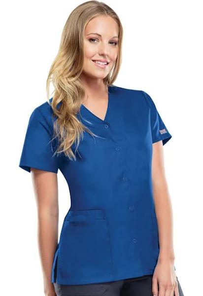 Cherokee 4770 Snap Front V-Neck Top - Royal, L