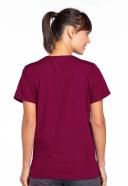 Cherokee 4770 Snap Front V-Neck Top - Wine, S
