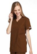 Cherokee 4801 Mock Wrap Tunic - Chocolate, XXS