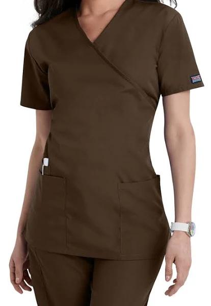Cherokee 4801 Mock Wrap Tunic - Chocolate, XXS