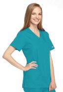 Cherokee 4801 Mock Wrap Tunic - Teal Blue, M