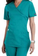 Cherokee 4801 Mock Wrap Tunic - Teal Blue, S