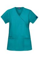 Cherokee 4801 Mock Wrap Tunic - Teal Blue, S
