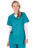 Cherokee 4801 Mock Wrap Tunic - Teal Blue, S
