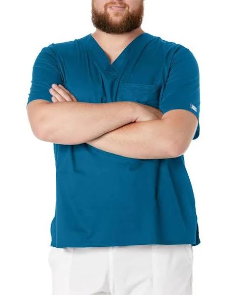 Cherokee Core Stretch 4743 Scrubs Top Men's V-Neck Caribbean Blue