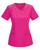 Cherokee Infinity 2624A Scrubs Top Womens Round Neck Carmine Pink