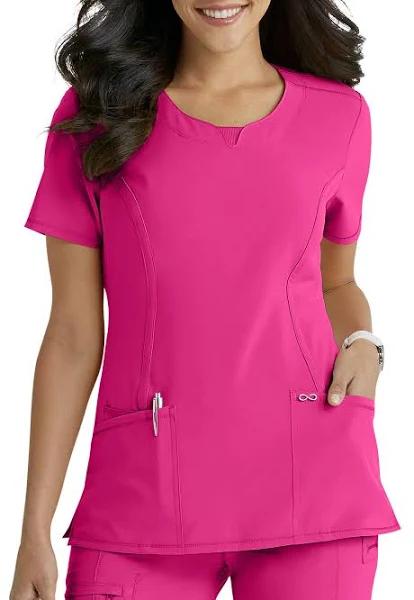 Cherokee Infinity 2624A Scrubs Top Womens Round Neck Carmine Pink