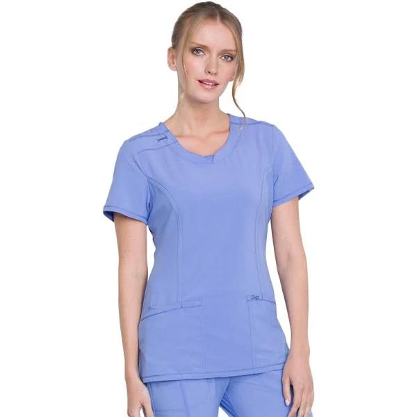 Cherokee Infinity 2624A Scrubs Top Womens Round Neck Ceil Blue