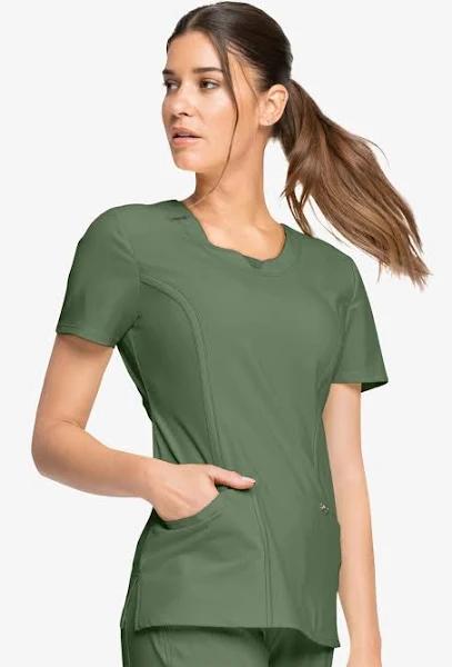 Cherokee Infinity 2624A Scrubs Top Womens Round Neck Olive