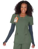 Cherokee Infinity 2624A Scrubs Top Womens Round Neck Olive