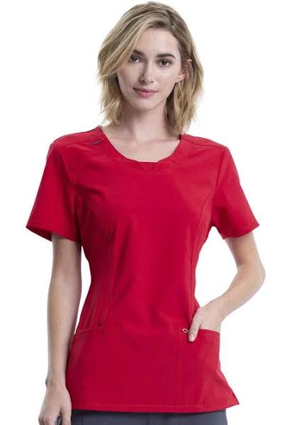 Cherokee Infinity 2624A Scrubs Top Womens Round Neck Red
