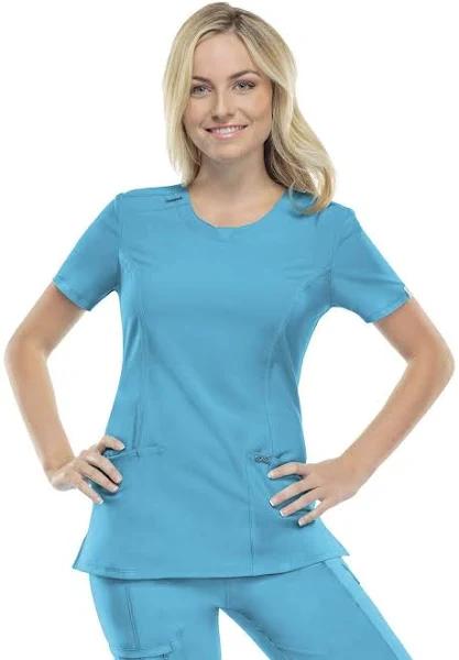 Cherokee Infinity 2624A Scrubs Top Womens Round Neck Turquoise