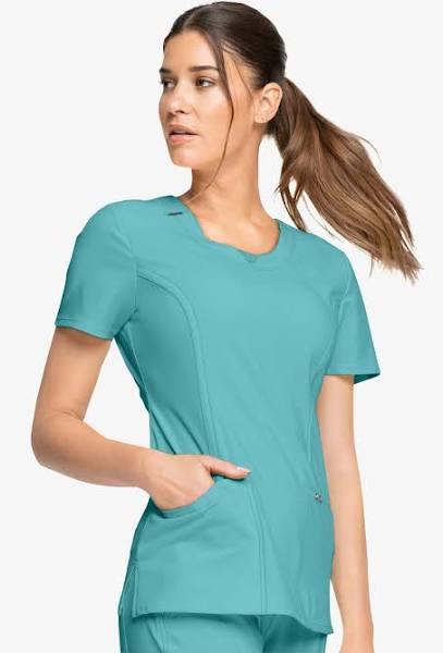 Cherokee Infinity 2624A Scrubs Top Womens Round Neck Turquoise