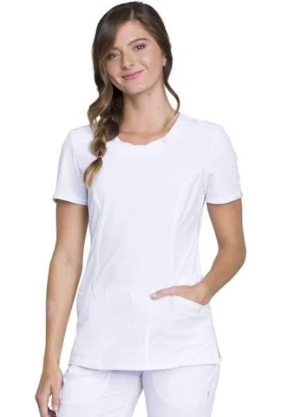 Cherokee Infinity 2624A Scrubs Top Womens Round Neck White