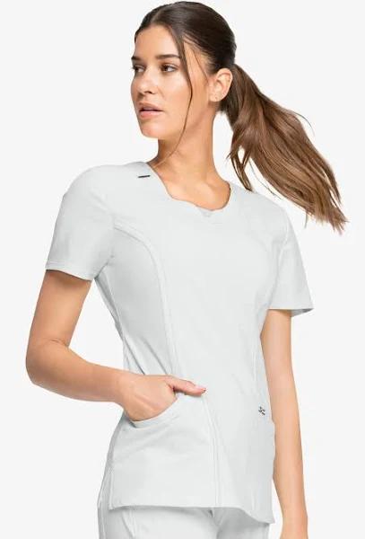 Cherokee Infinity 2624A Scrubs Top Womens Round Neck White