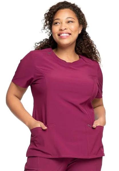 Cherokee Infinity 2624A Scrubs Top Womens Round Neck Wine