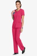 Cherokee Infinity Scrubs Round Neck Scrub Top - L - Carmine Pink