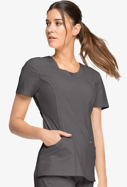 Cherokee Infinity Scrubs Round Neck Scrub Top - M - Pewter