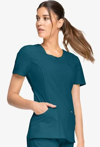 Cherokee Infinity Scrubs Round Neck Scrub Top - S - Caribbean Blue