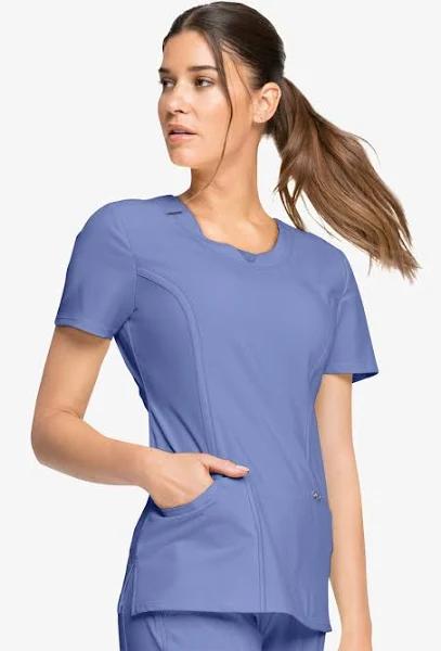 Cherokee Infinity Scrubs Round Neck Scrub Top - S - Ceil Blue