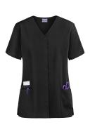 Cherokee Workwear 4770 Scrubs Top Womens Snap Front V-Neck Black