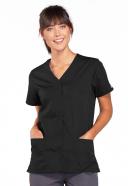 Cherokee Workwear 4770 Scrubs Top Womens Snap Front V-Neck Black