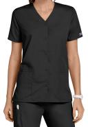 Cherokee Workwear 4770 Scrubs Top Womens Snap Front V-Neck Black