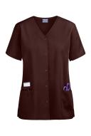 Cherokee Workwear 4770 Scrubs Top Womens Snap Front V-Neck Chocolate