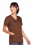 Cherokee Workwear 4770 Scrubs Top Womens Snap Front V-Neck Chocolate