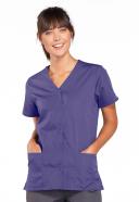 Cherokee Workwear 4770 Scrubs Top Womens Snap Front V-Neck Grape