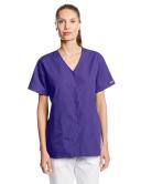 Cherokee Workwear 4770 Scrubs Top Womens Snap Front V-Neck Grape