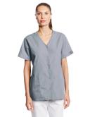 Cherokee Workwear 4770 Scrubs Top Womens Snap Front V-Neck Grey