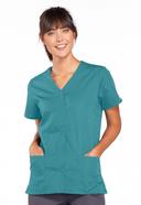 Cherokee Workwear 4770 Scrubs Top Womens Snap Front V-Neck Olive