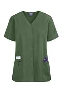 Cherokee Workwear 4770 Scrubs Top Womens Snap Front V-Neck Olive