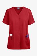 Cherokee Workwear 4770 Scrubs Top Womens Snap Front V-Neck Red