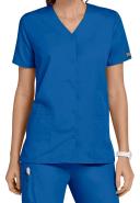 Cherokee Workwear 4770 Scrubs Top Womens Snap Front V-Neck Royal
