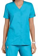 Cherokee Workwear 4770 Scrubs Top Womens Snap Front V-Neck Turquoise