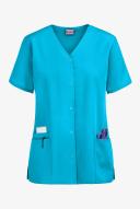 Cherokee Workwear 4770 Scrubs Top Womens Snap Front V-Neck Turquoise