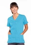 Cherokee Workwear 4770 Scrubs Top Womens Snap Front V-Neck Turquoise