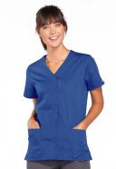 Cherokee Workwear 4770 Scrubs Top Womens Snap Front V-Neck Wine